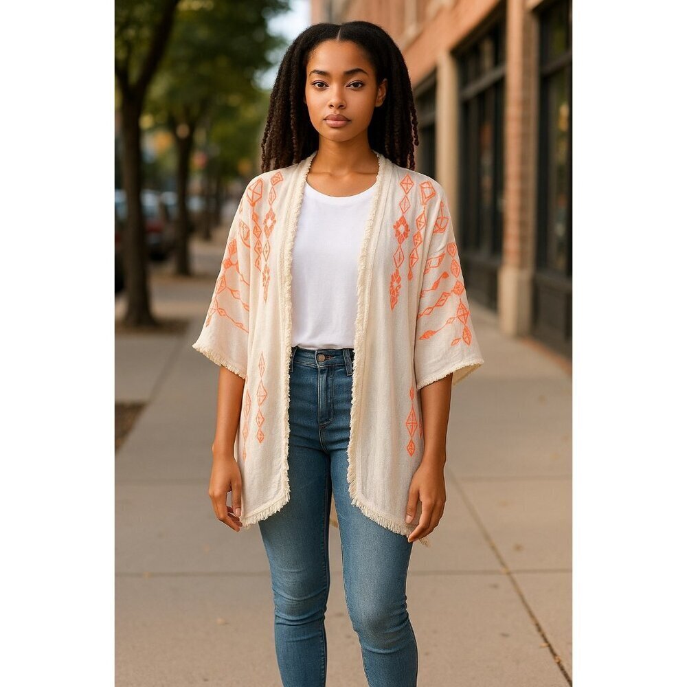 Xhilaration Women's Neon Orange Kimono